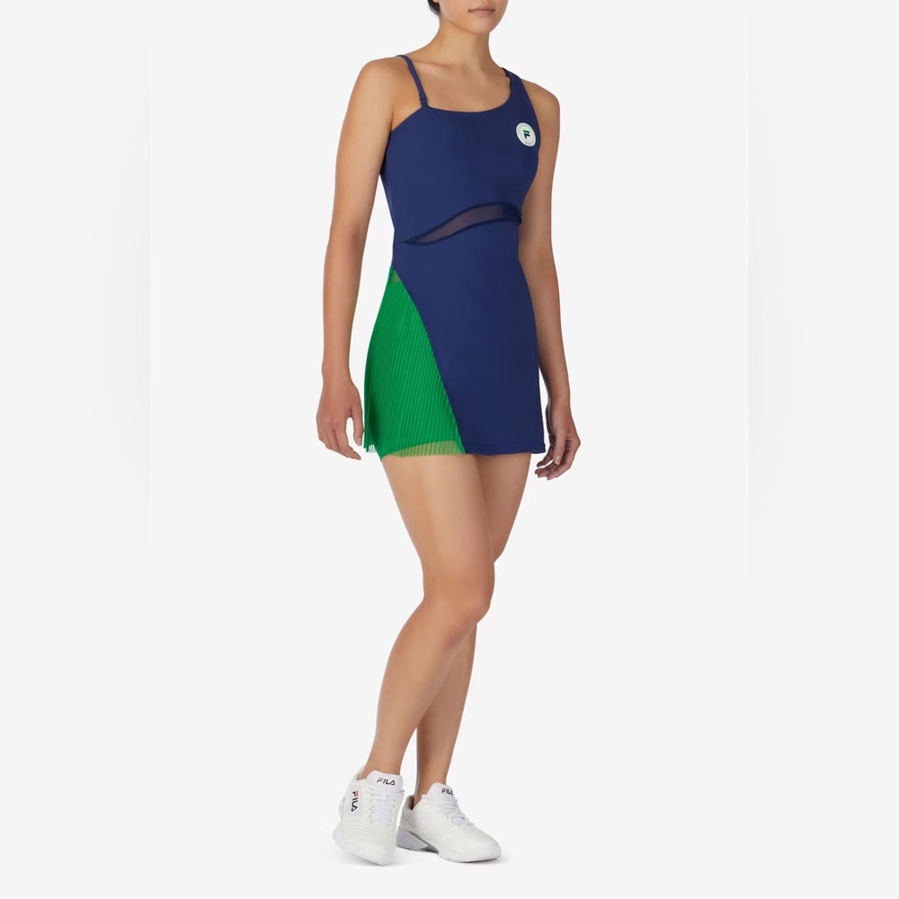 Brandon Fila MaxWell Blue and Green Athletic Asimemetrical Dress UPF 50+ UV 30+